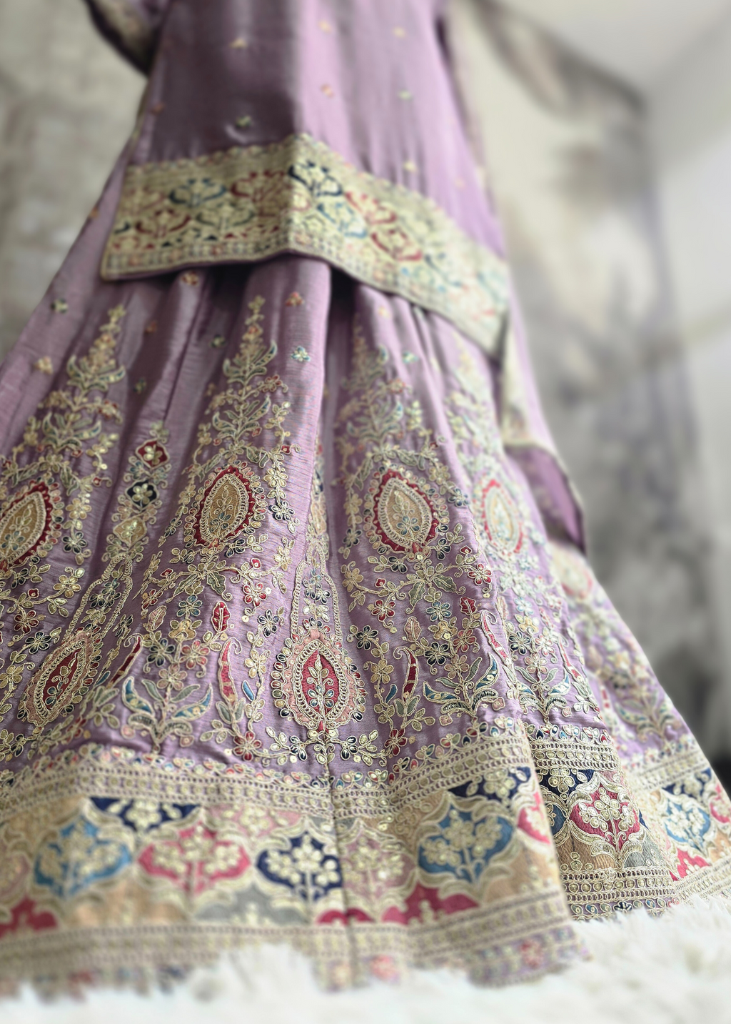 Luxury Lilac Embroidered Sharara Suits (Sizes 16-20)