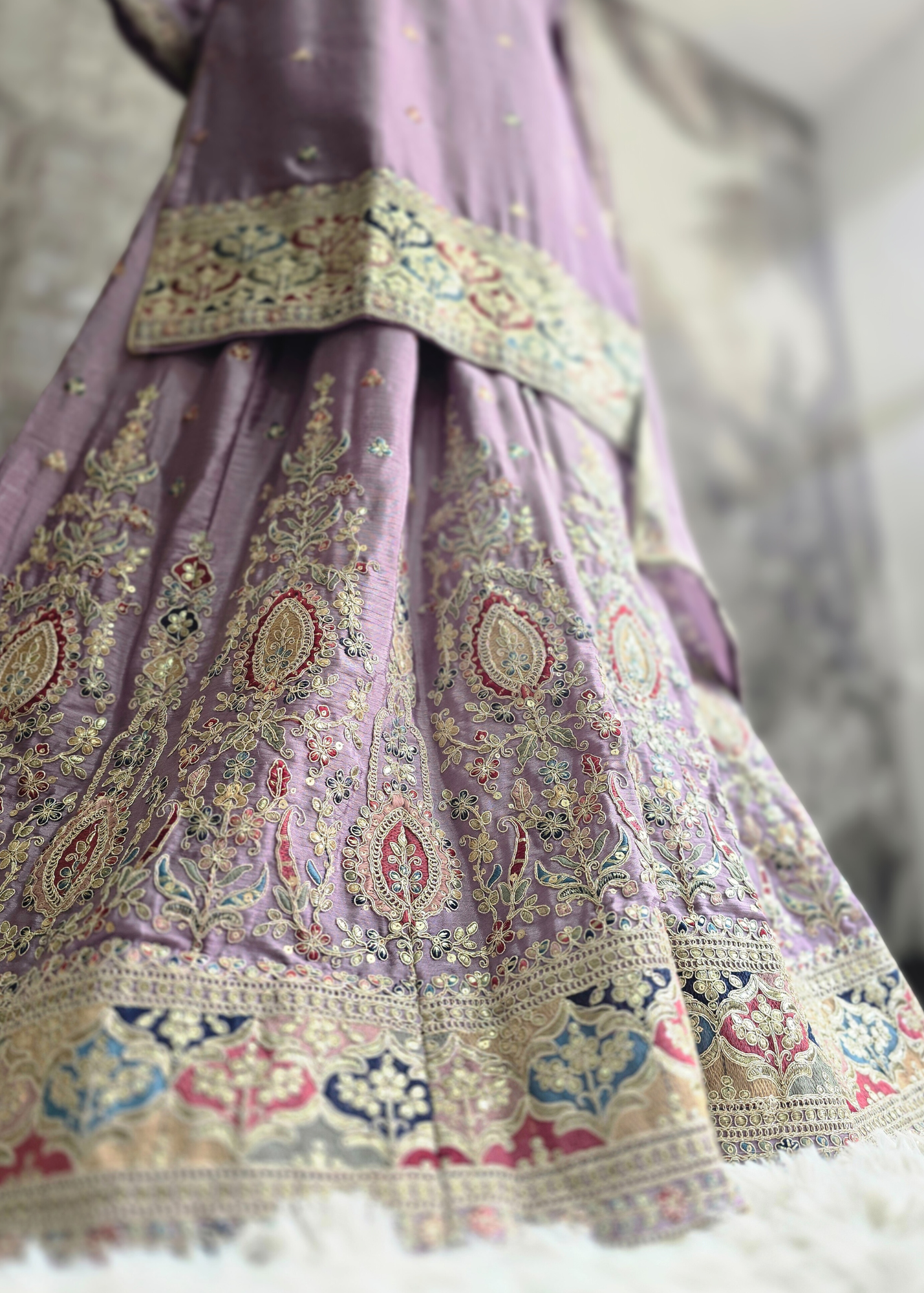 Luxury Lilac Embroidered Sharara Suits (Sizes 16-20)