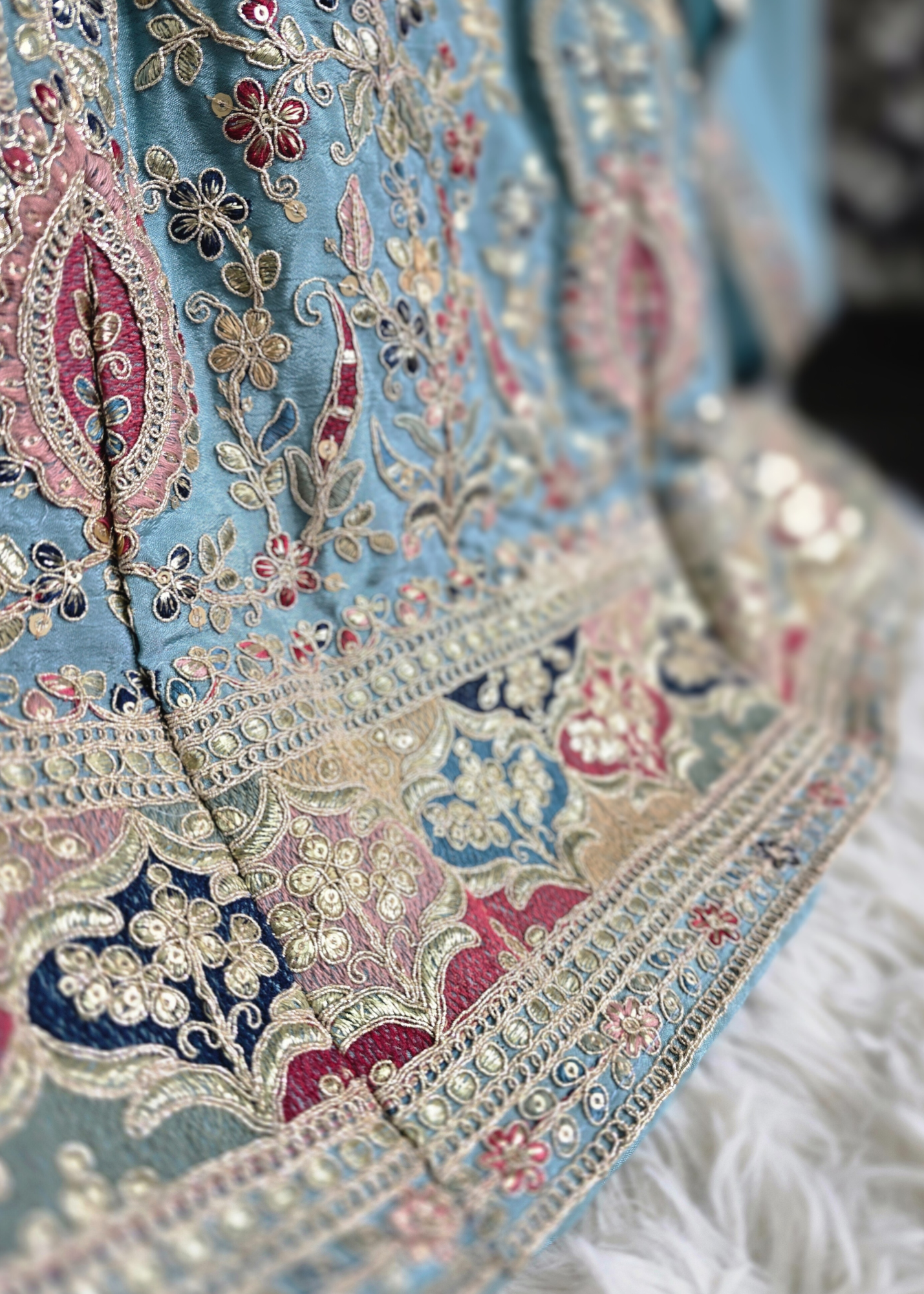 Luxury Blue Embroidered Sharara Suits (Sizes 16-20)