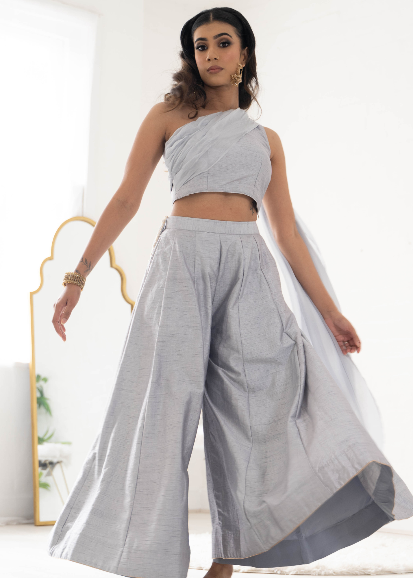 Arya Grey Flared Trousers (sizes 4-16)