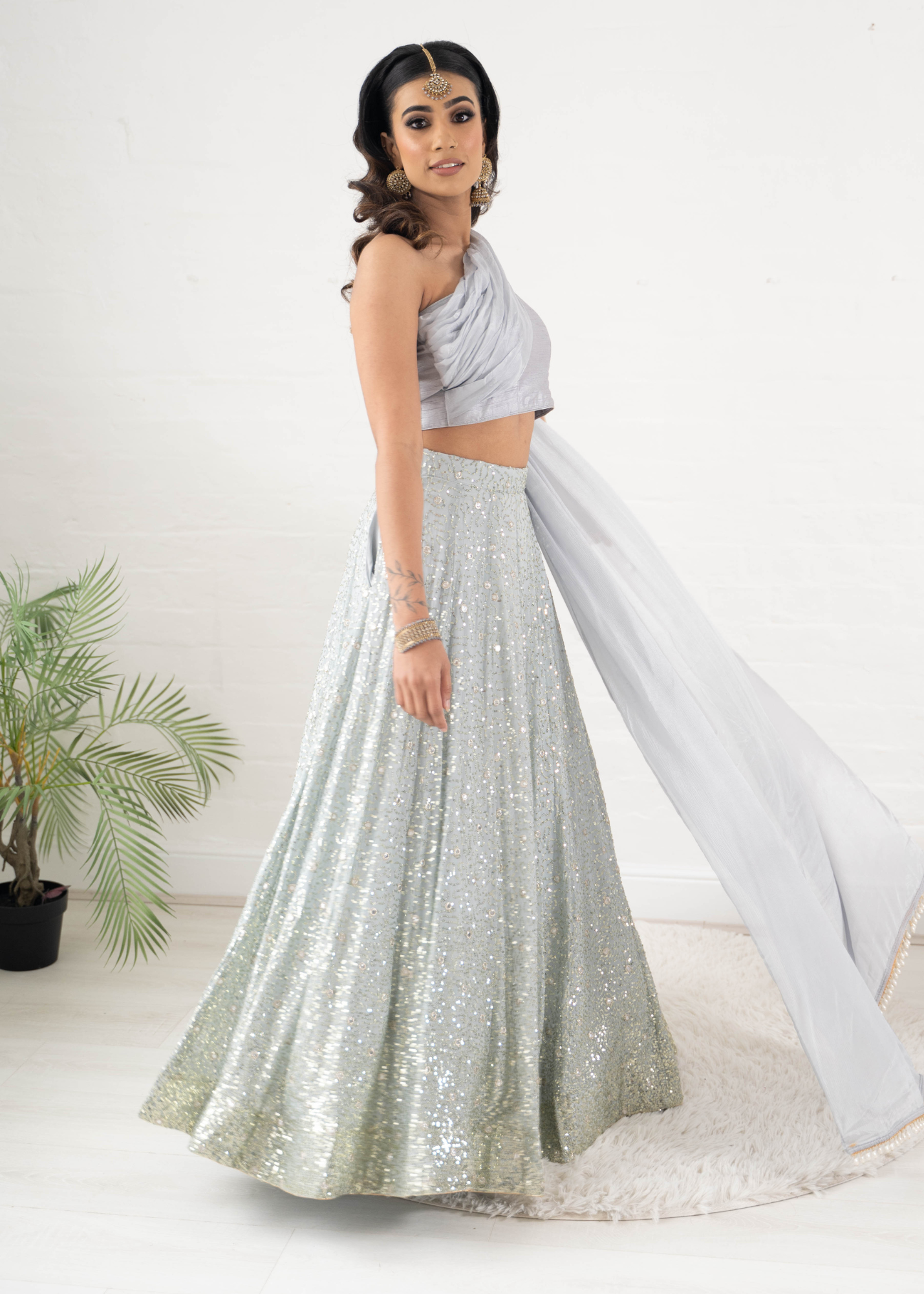 Arya Grey & Gold Sequin Luxury Skirt (sizes 6-16)