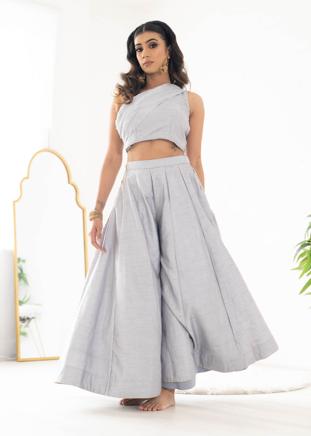 Arya Grey Flared Trousers (sizes 4-16)