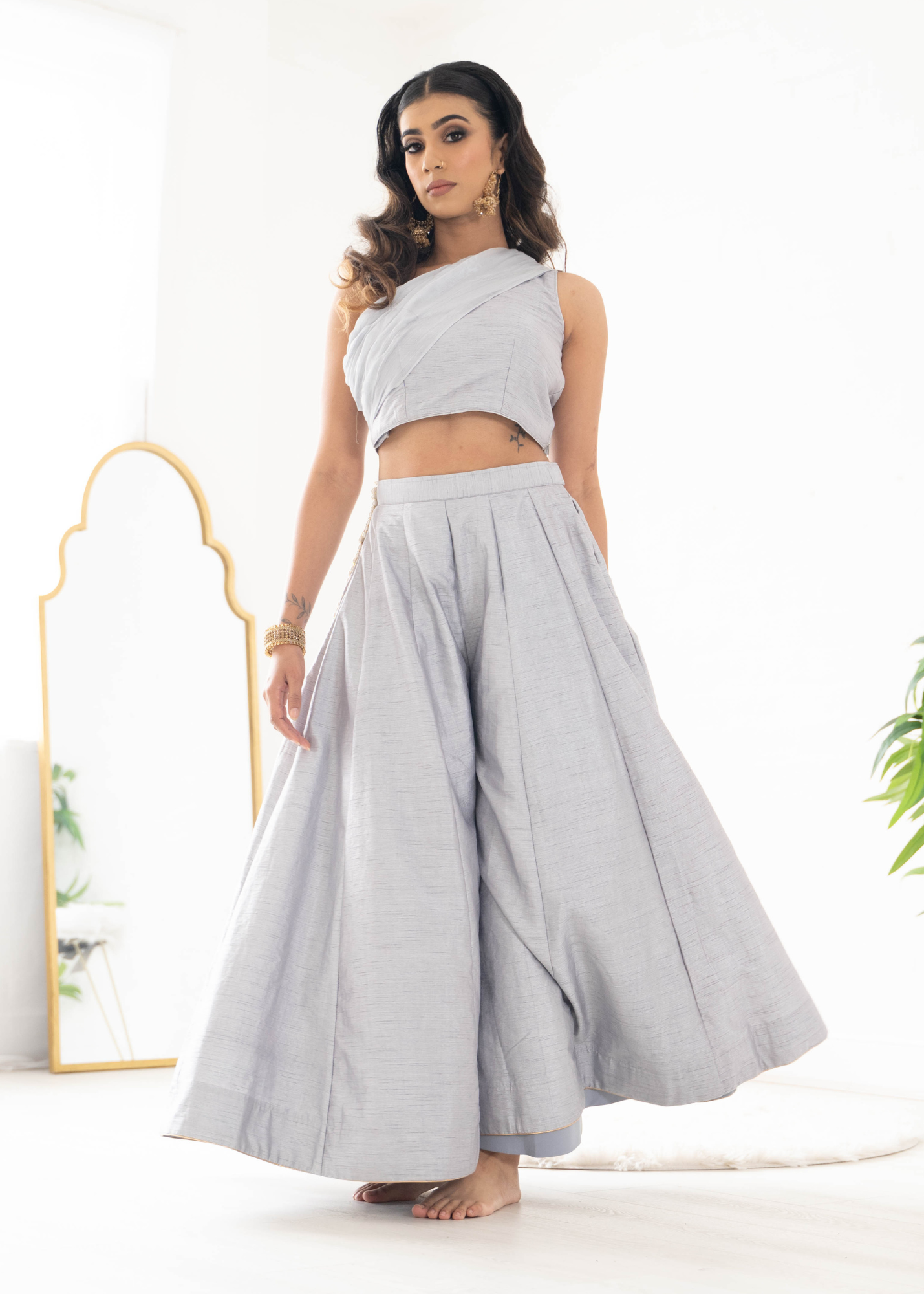Arya Grey Flared Trousers (sizes 4-16)