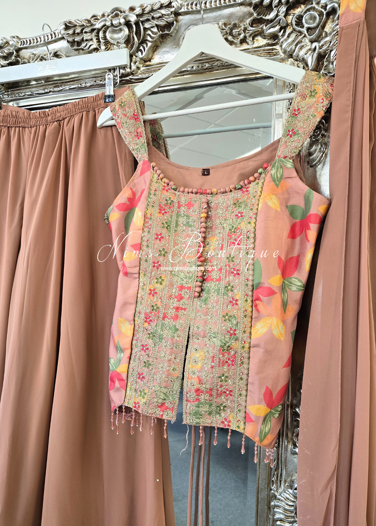 Mink Floral Sharara Suit (size 10-12)