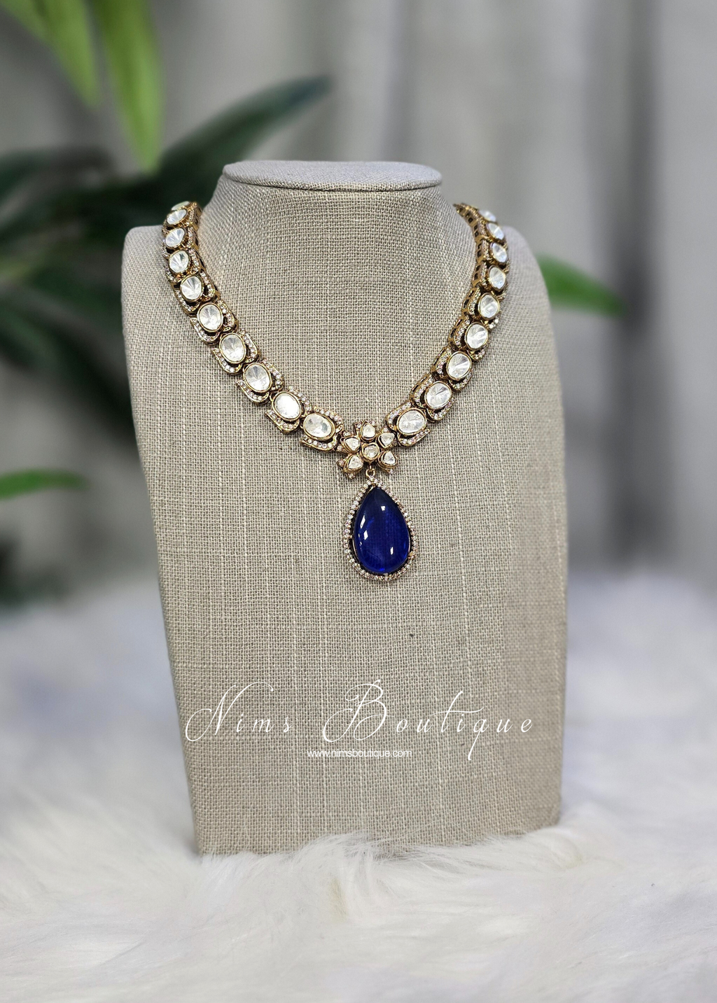 Saanvi Navy Stone Jewellery Set