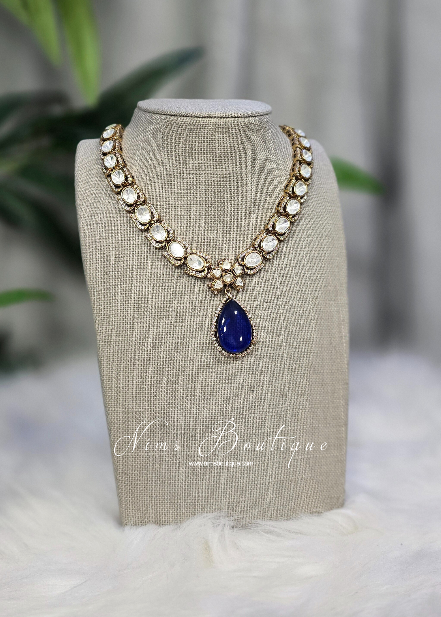 Saanvi Navy Stone Jewellery Set