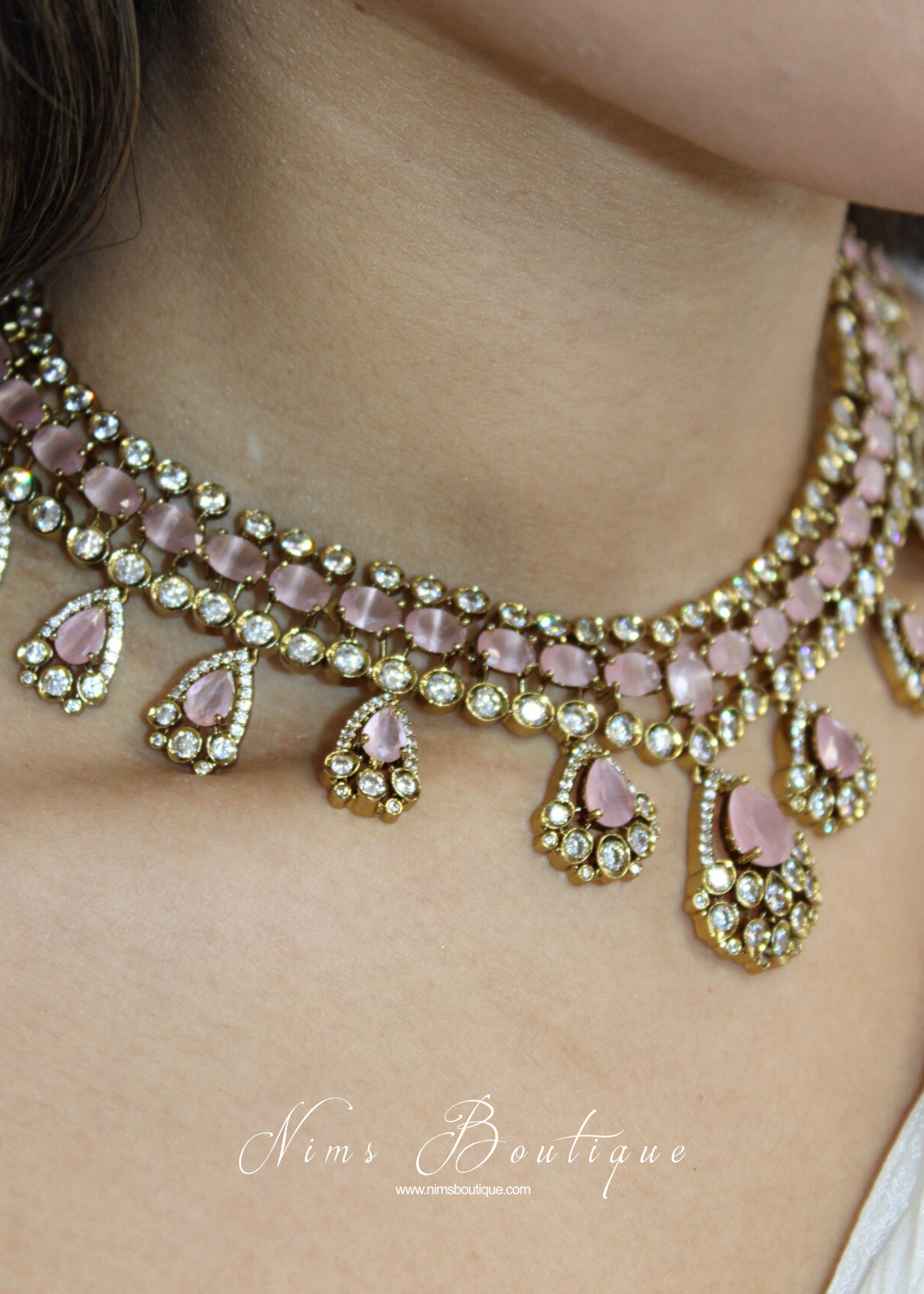 Ahana Pink Stone Jewellery Set
