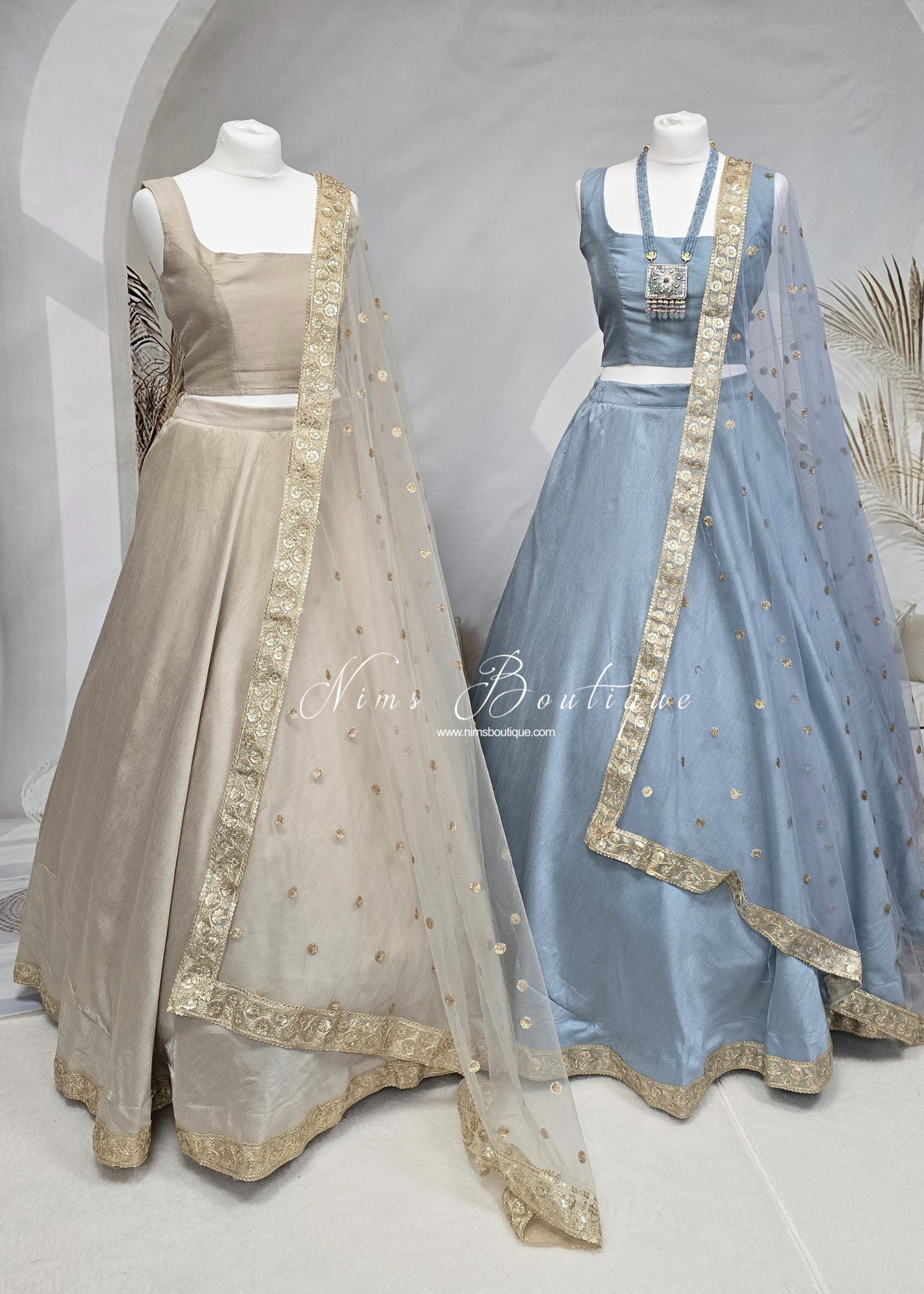 Saloni Readymade Dusky Blue Raw Silk skirt/lehnga (sizes 4-20)