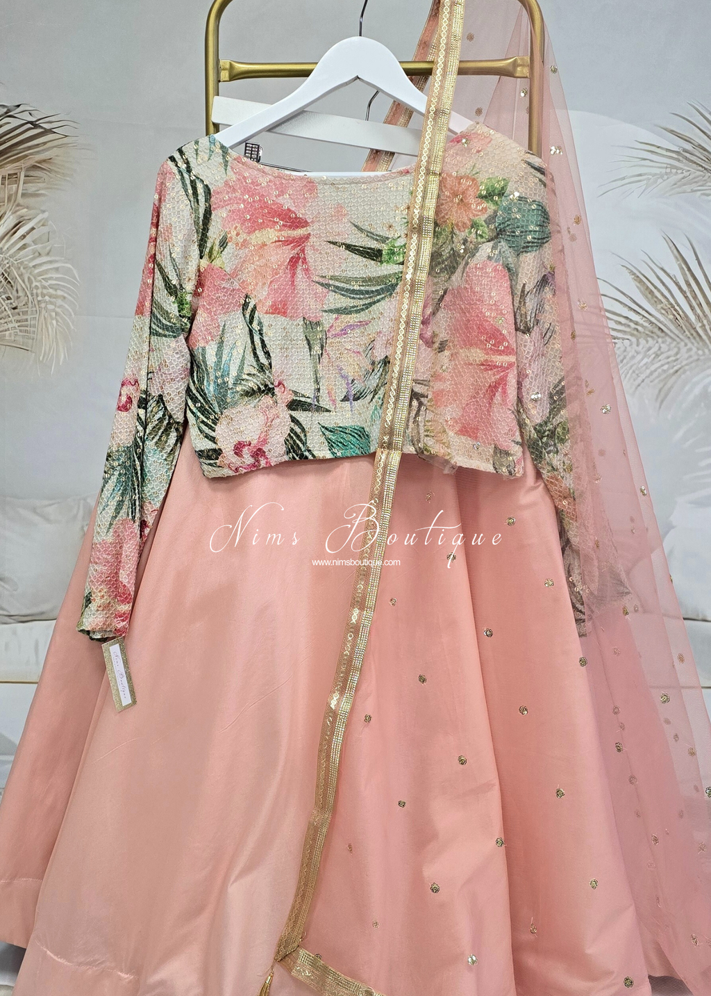 Isabella Long Sleeve Ivory & Green Floral Blouse