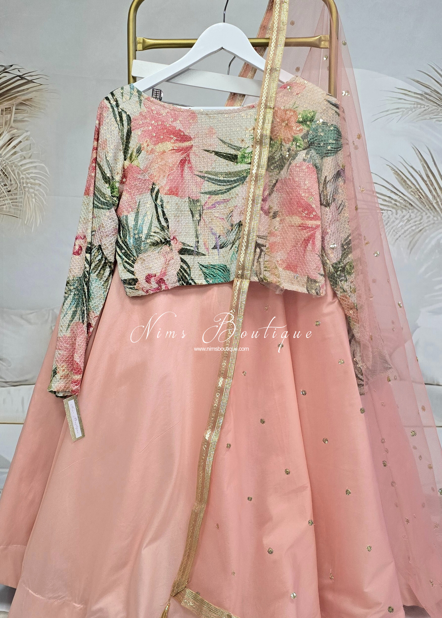 Isabella Long Sleeve Ivory & Green Floral Blouse