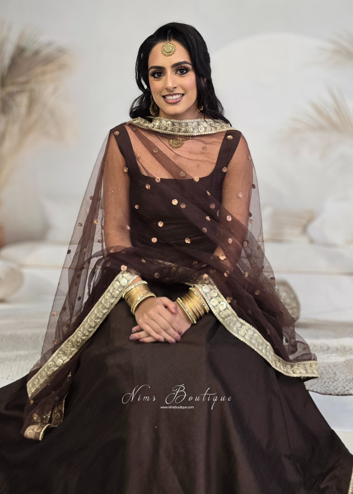 Saloni Sleeveless Mocha Brown Raw Silk Blouse (4-20)