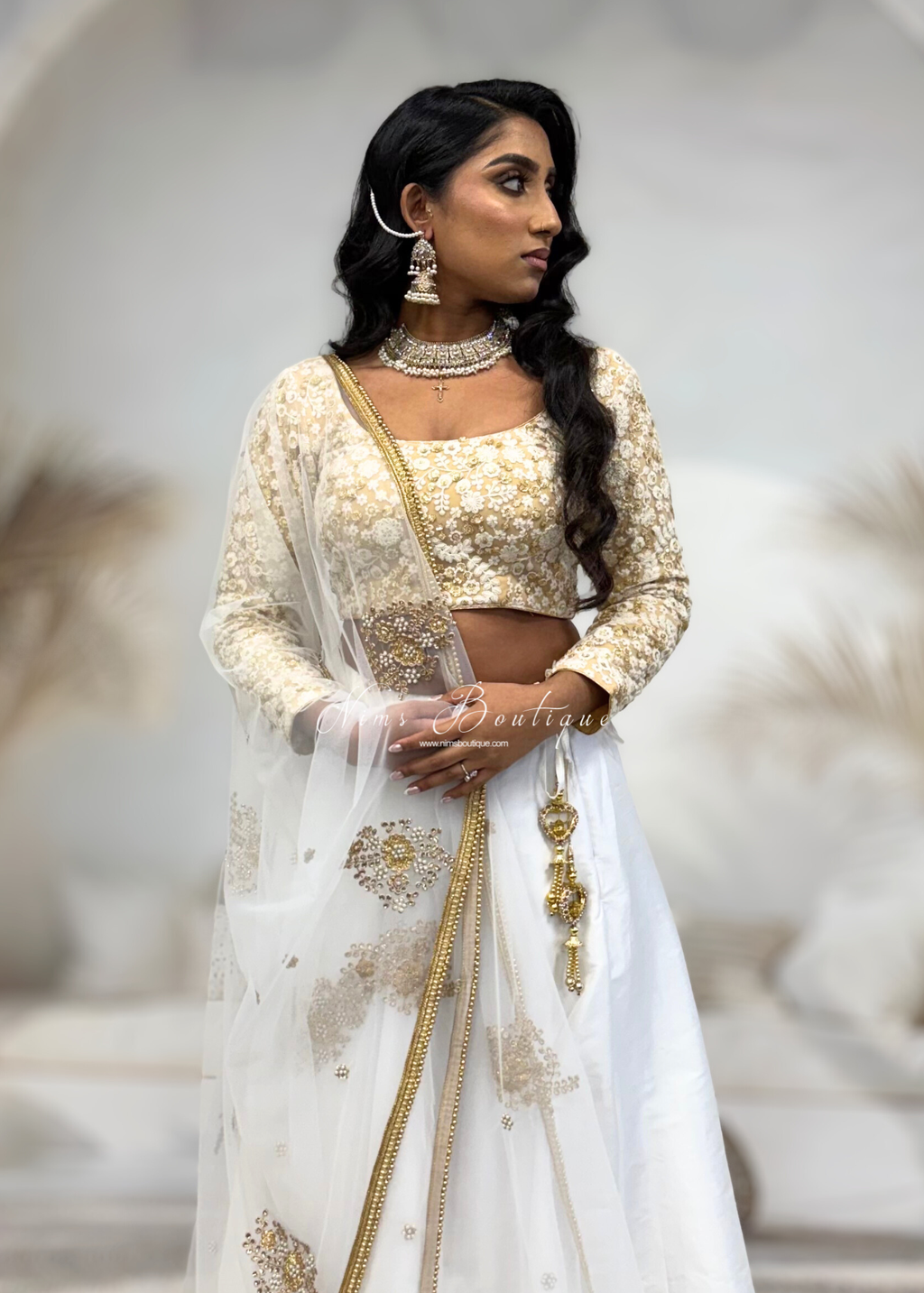 Luxury Ivory and Gold Long Sleeve Blouse (size 8-24)