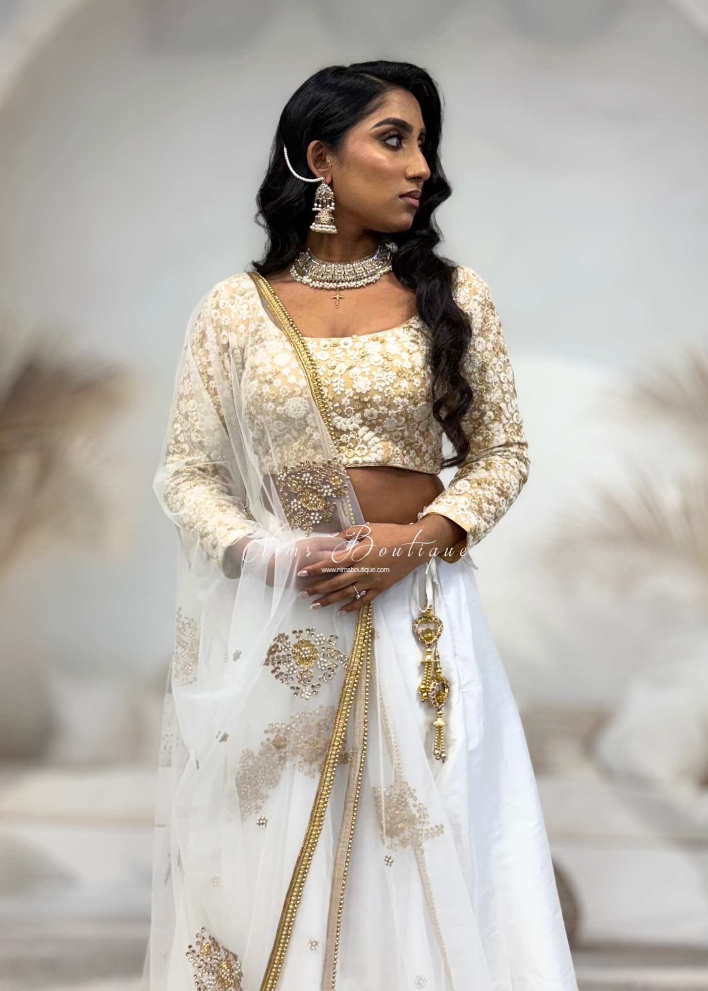 Luxury Ivory and Gold Long Sleeve Blouse (size 8-24)