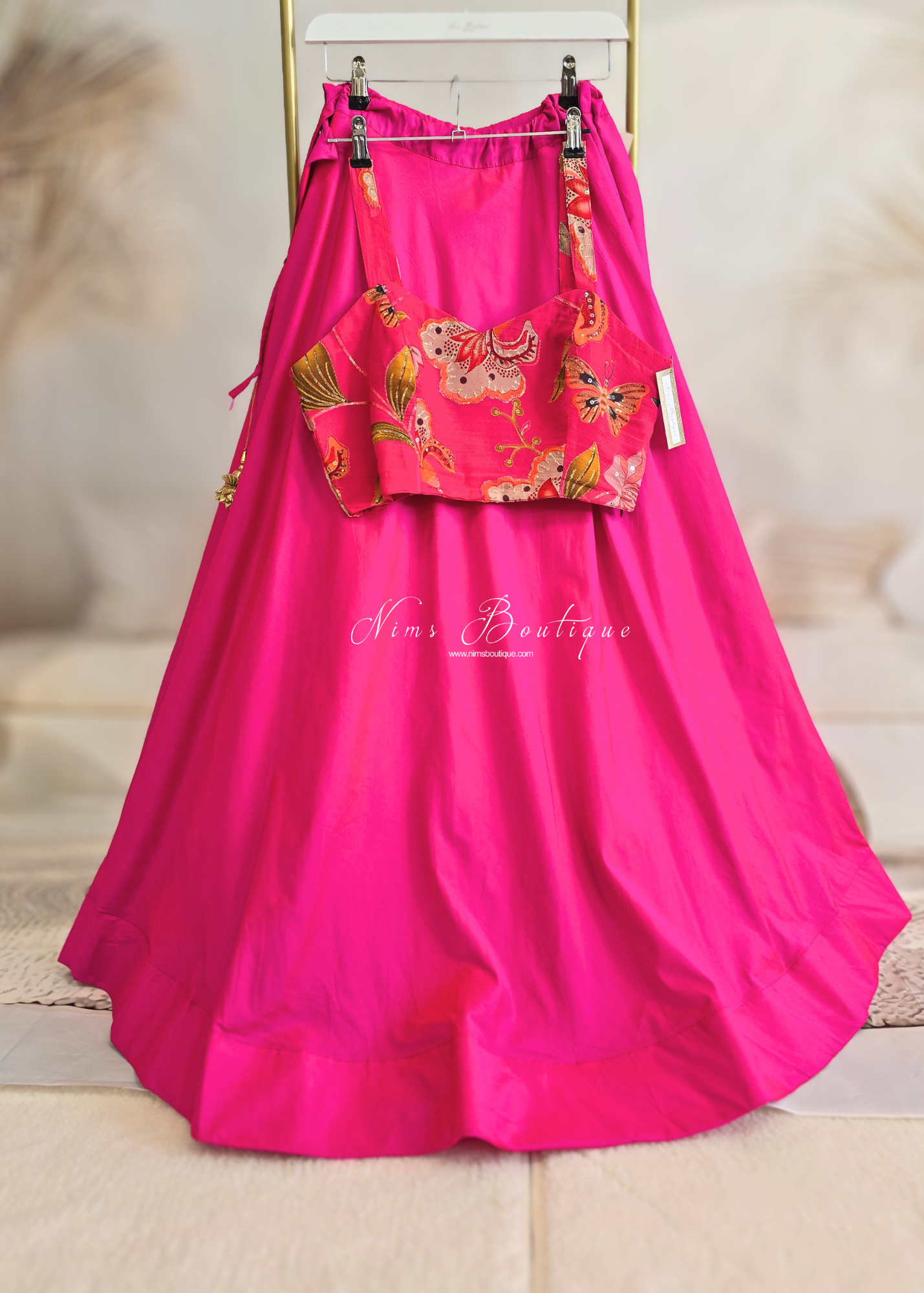 Lillianna Hot Pink Floral Strap Blouse