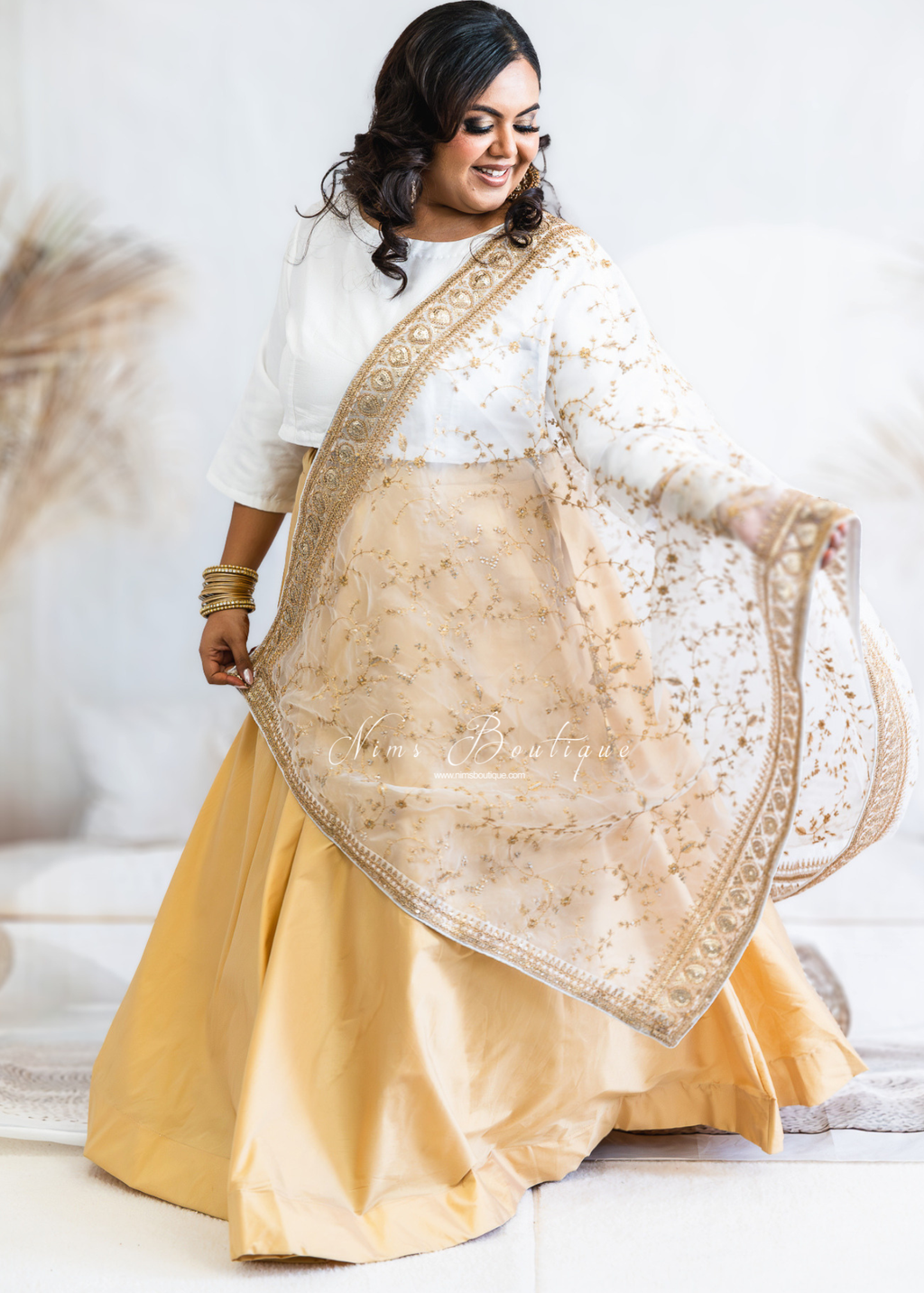 White Pure Silk High Neck Blouse with sleeves (size 4-26)