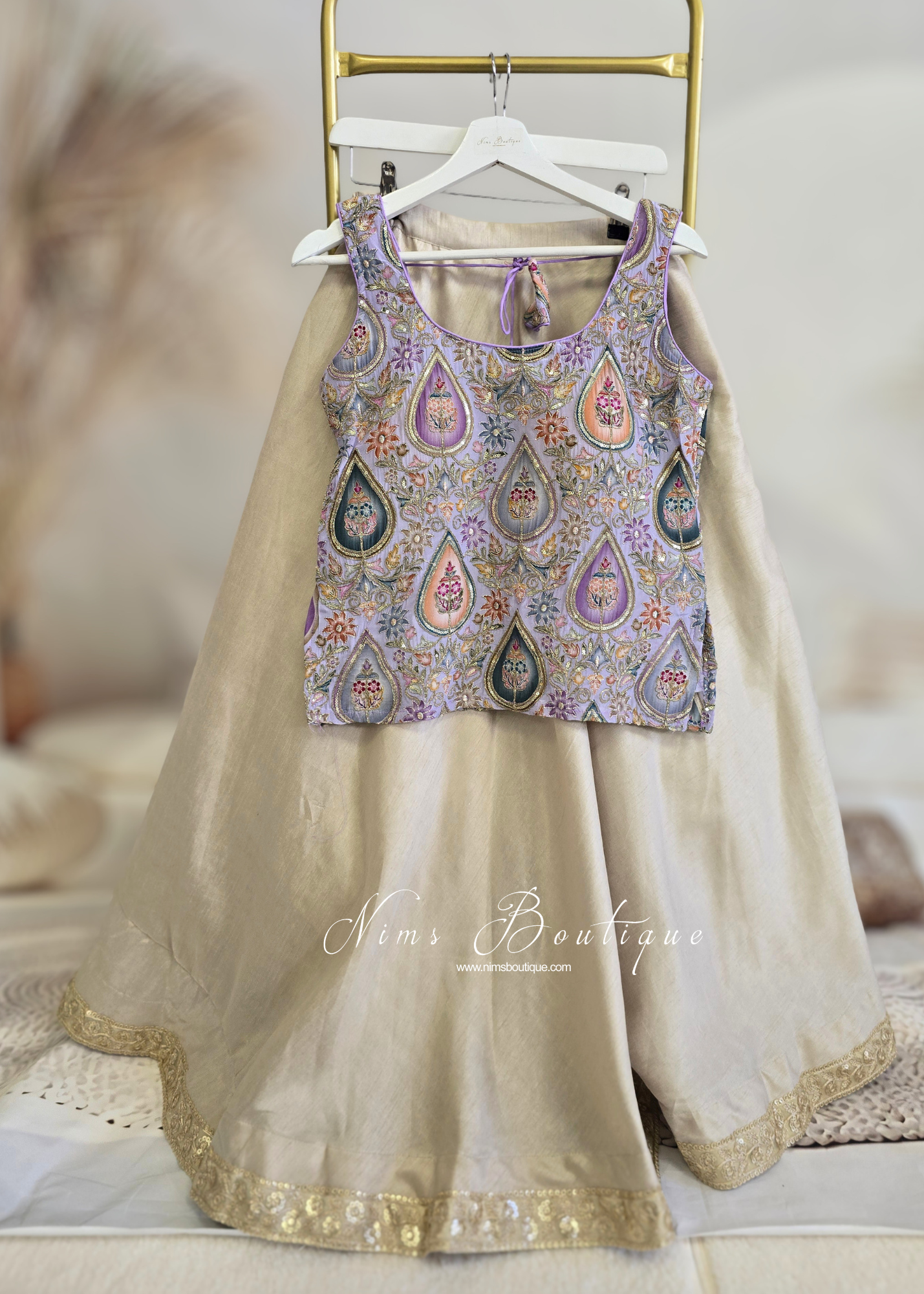 Hema Lilac Printed & Embroidered Long Blouse (10-12)