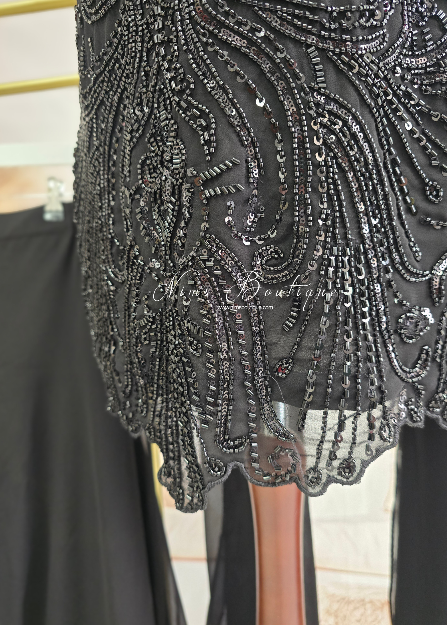 Luxury Black Beaded Sharara Suit (size 10-12)