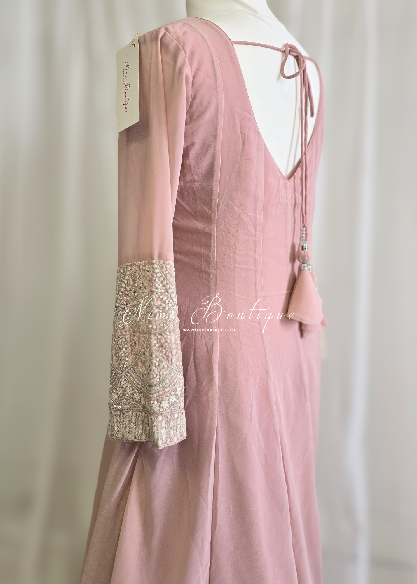 Pastel Long Embroidered Gown (size 10-12)