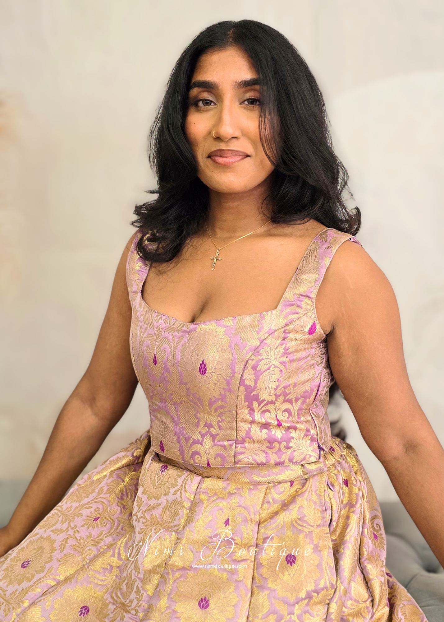 Lilac Brocade Sleeveless Blouse (4-16)