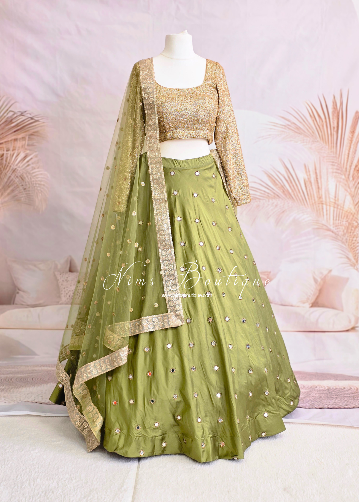 Saloni Mehndi Green Sequin Dupatta/Chunni