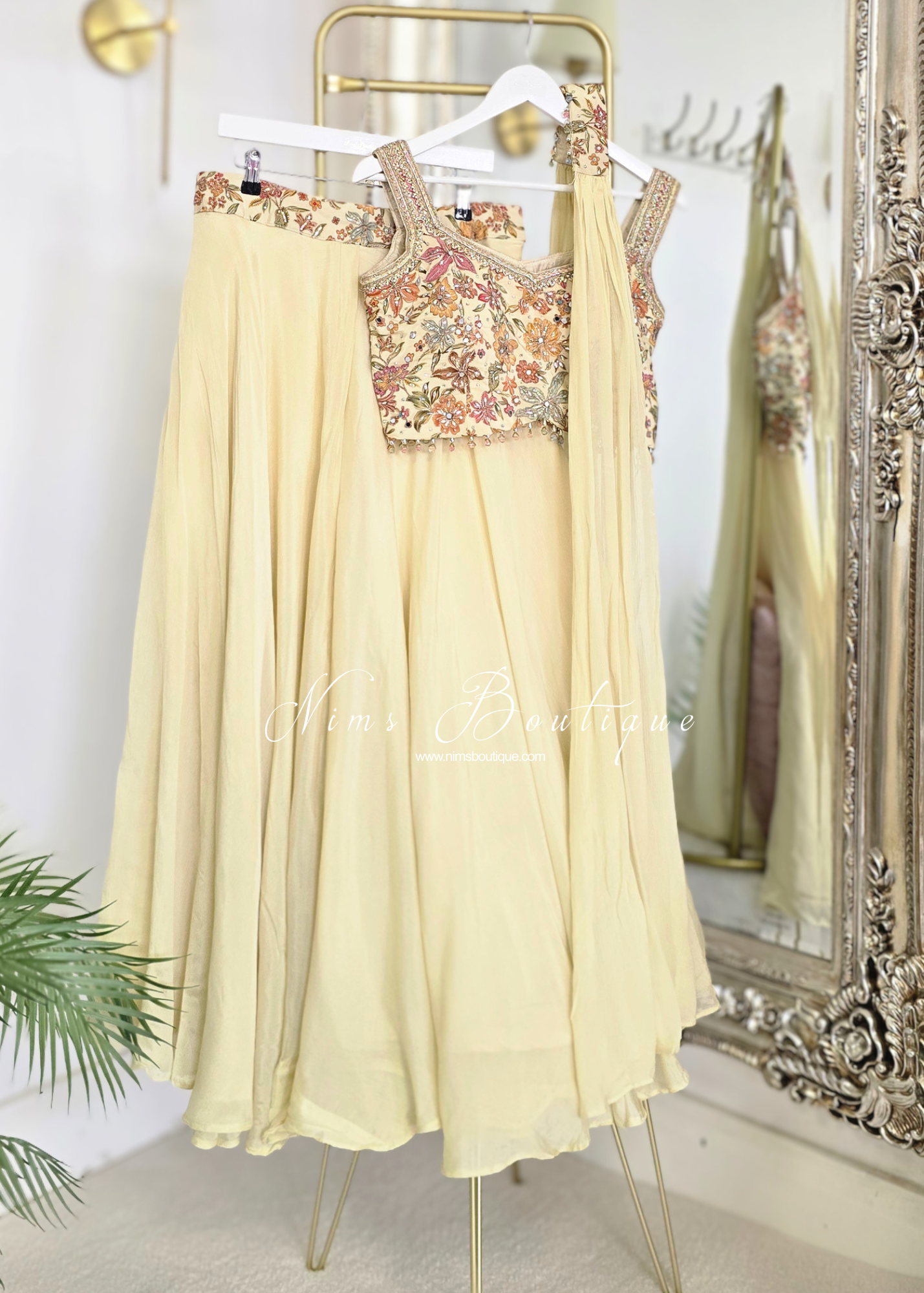 Pastel Embroidered Top and Trouser Suit (size 12)