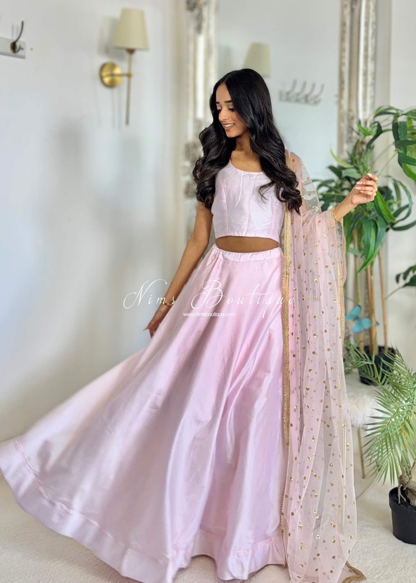 Sleeveless Light Blush Silk Blouse (4-26)