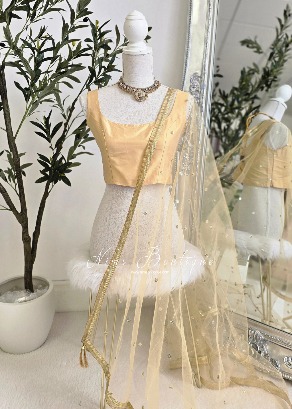 NB Gold Net Sequin Dupatta/Chunni