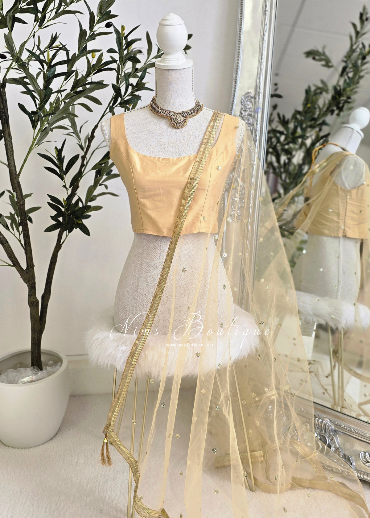 NB Gold Net Sequin Dupatta/Chunni
