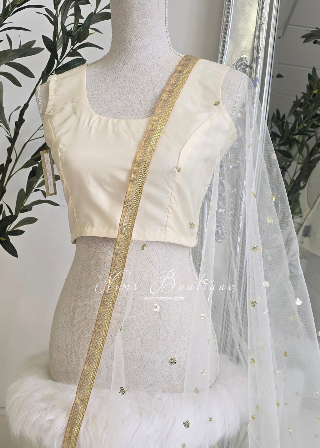 NB Ivory Net Sequin Dupatta/Chunni