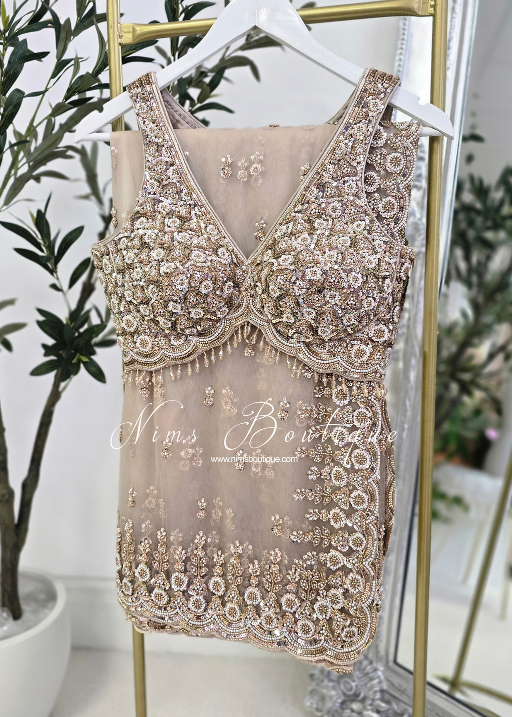 Luxury Cream Latte Embellished Saree
