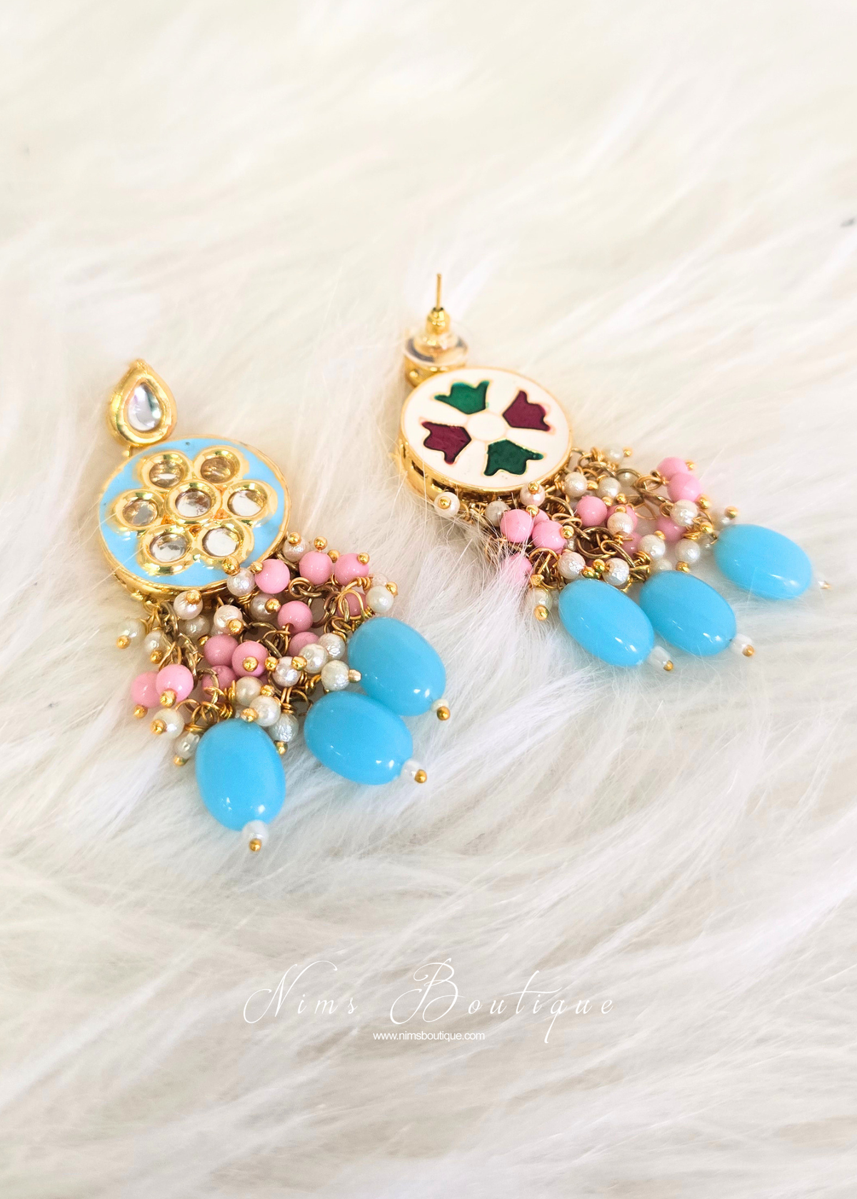 Rhea Blue and Pink earrings