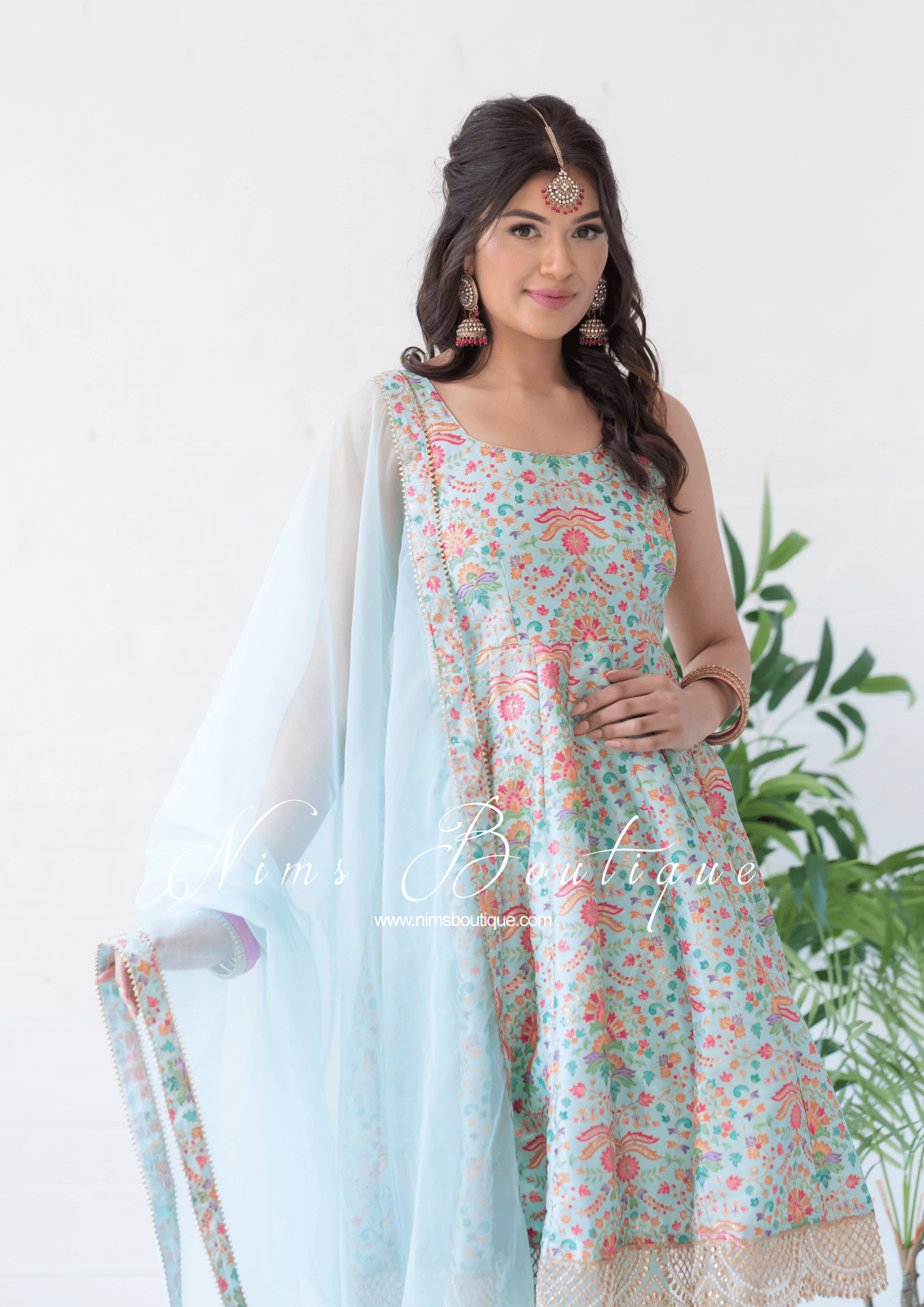 Nims Boutique Mia Blue & Multicolour Frock Pajami Suit sizes 4-16