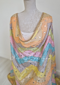 Sitara Luxury Light Pastels Zig Zag Mirror Dupatta/Chunni