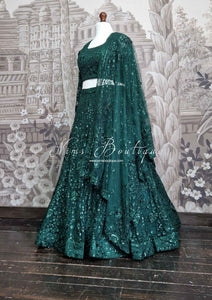 Luxury Dark Green Sequin Lehnga (8-20)