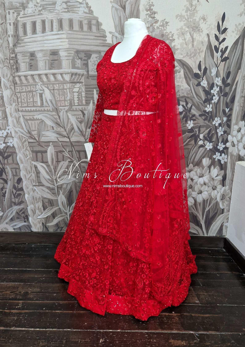 Nims Boutique Luxury Deep Red Sequin Lehnga 8-20