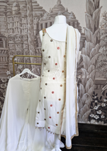 Strap Ivory & Multicolour Embroidered Sharara Suit (Size 10-12)