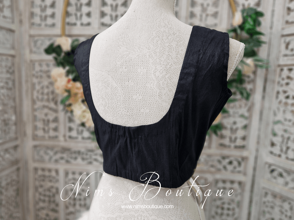 Nims Boutique Sleeveless Black Raw Silk Blouse 8-28