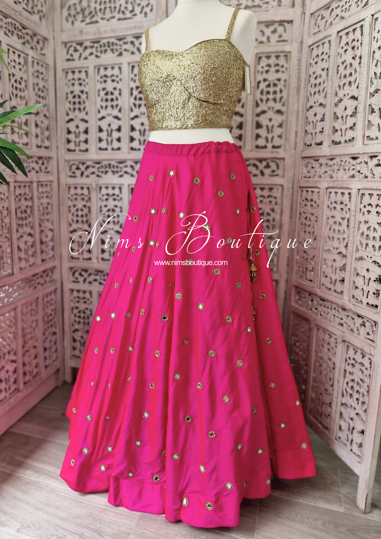 Rani Luxury Hot Pink Mirror readymade skirt/lehnga (sizes 4-22)