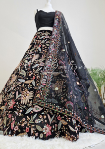 Sarika Luxury Black Organza Embroidered Dupatta/Chunni