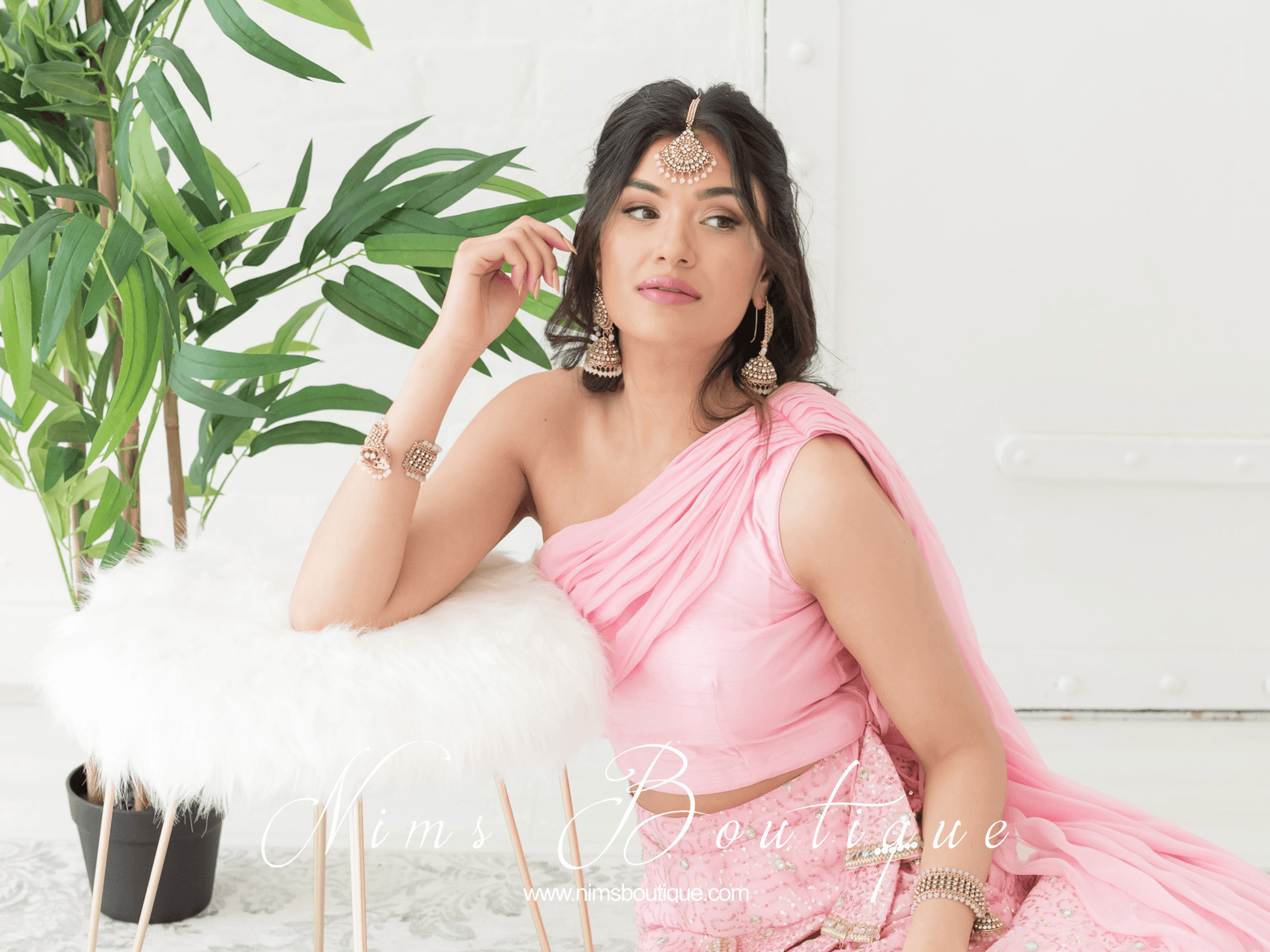 Nims Boutique Royal Blush Chumke & Tikka Set