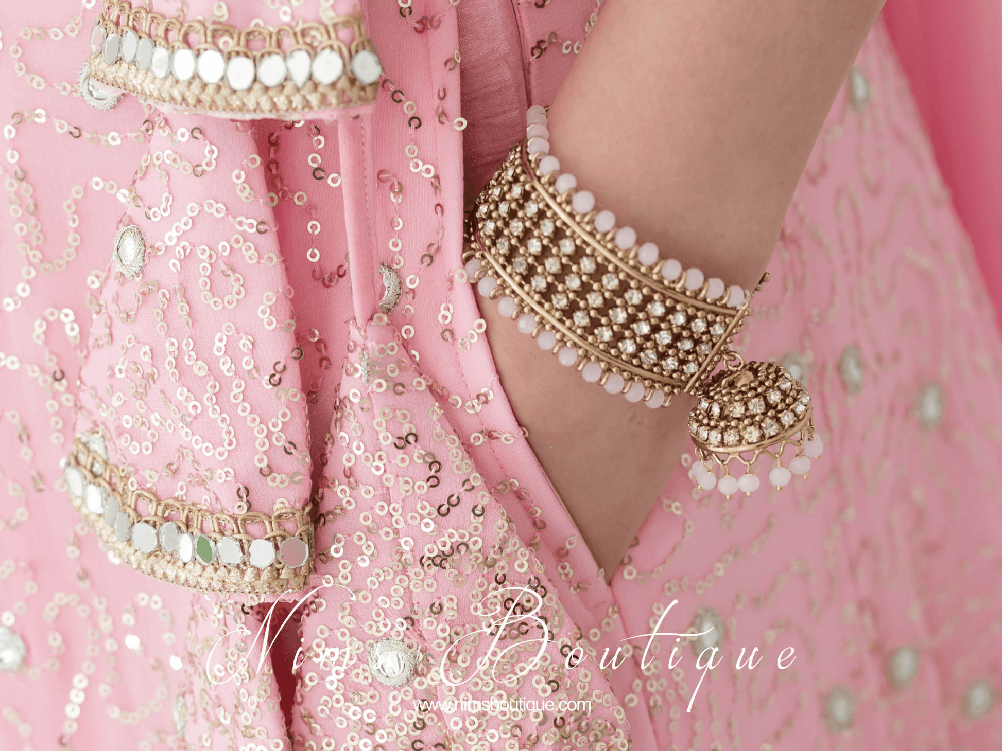 Nims Boutique Royal Blush Bracelet with hanging chumka