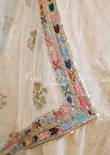 Nims Boutique Indira Gold Multicolour Organza Dupatta/Chunni