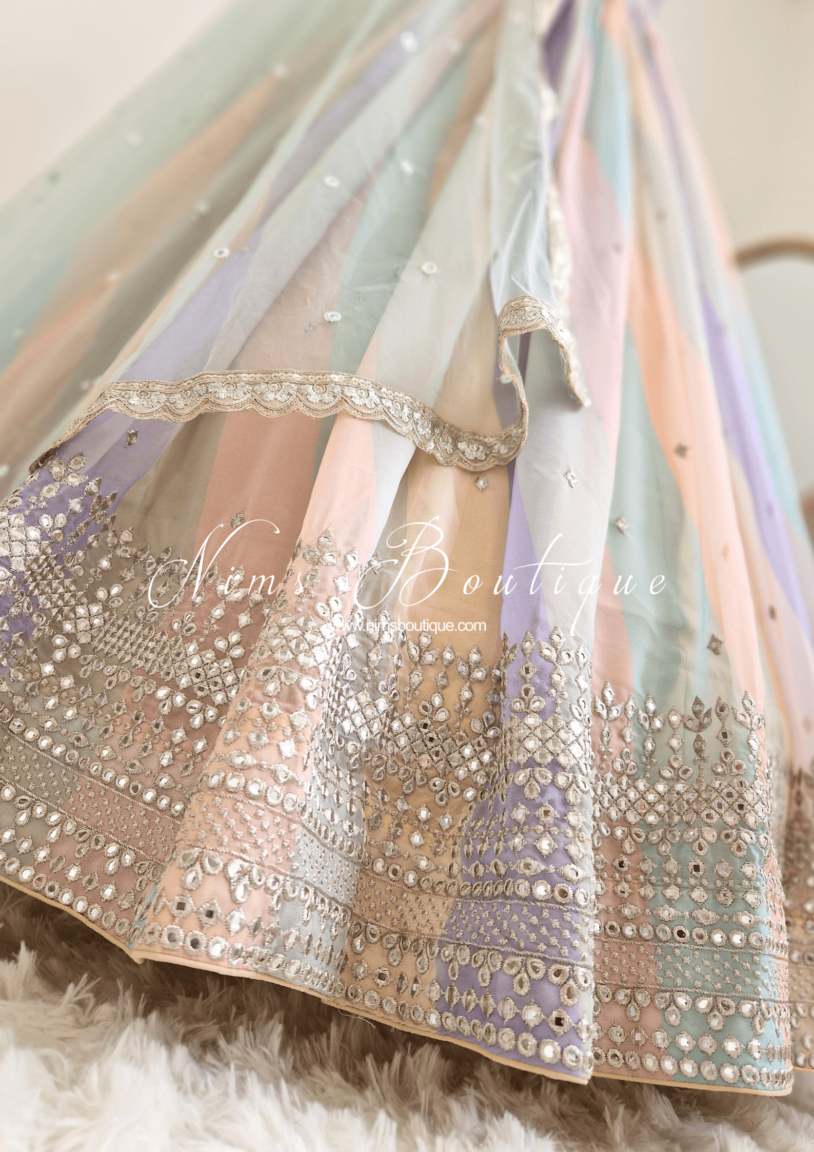 Nims Boutique Pastel Stripe Lehnga sizes 4-16