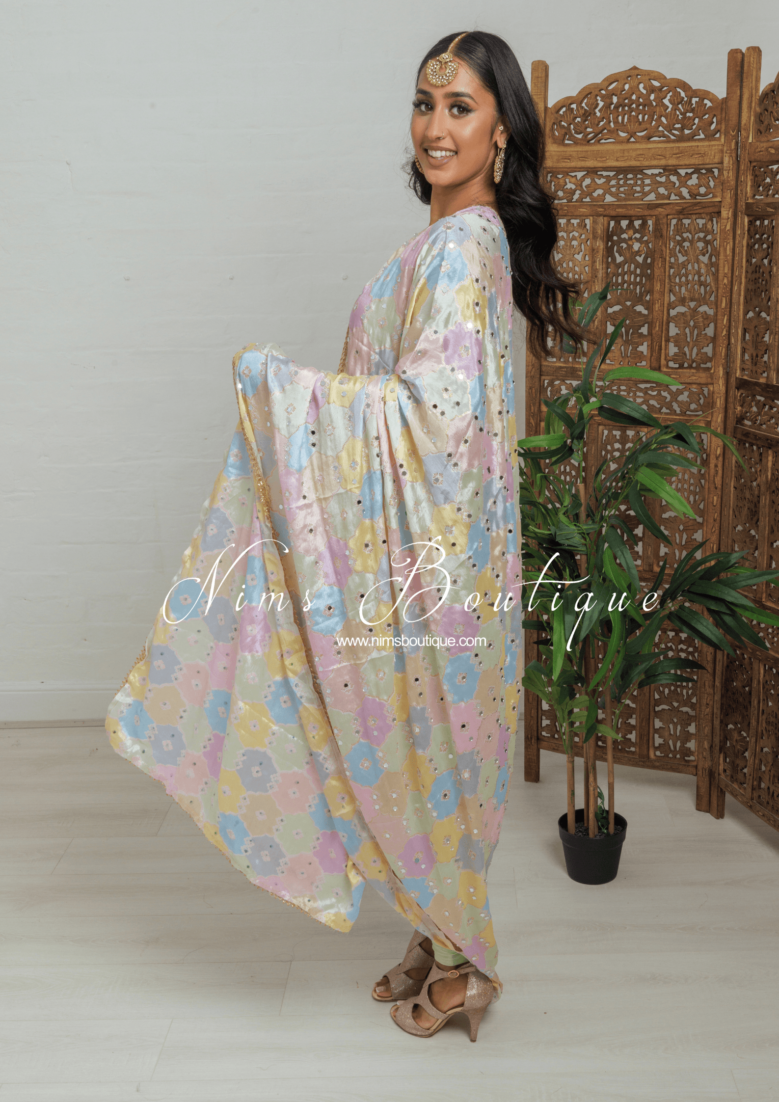 Nims Boutique Sitara Luxury Pastel Multicolour Mirror Dupatta/Chunni