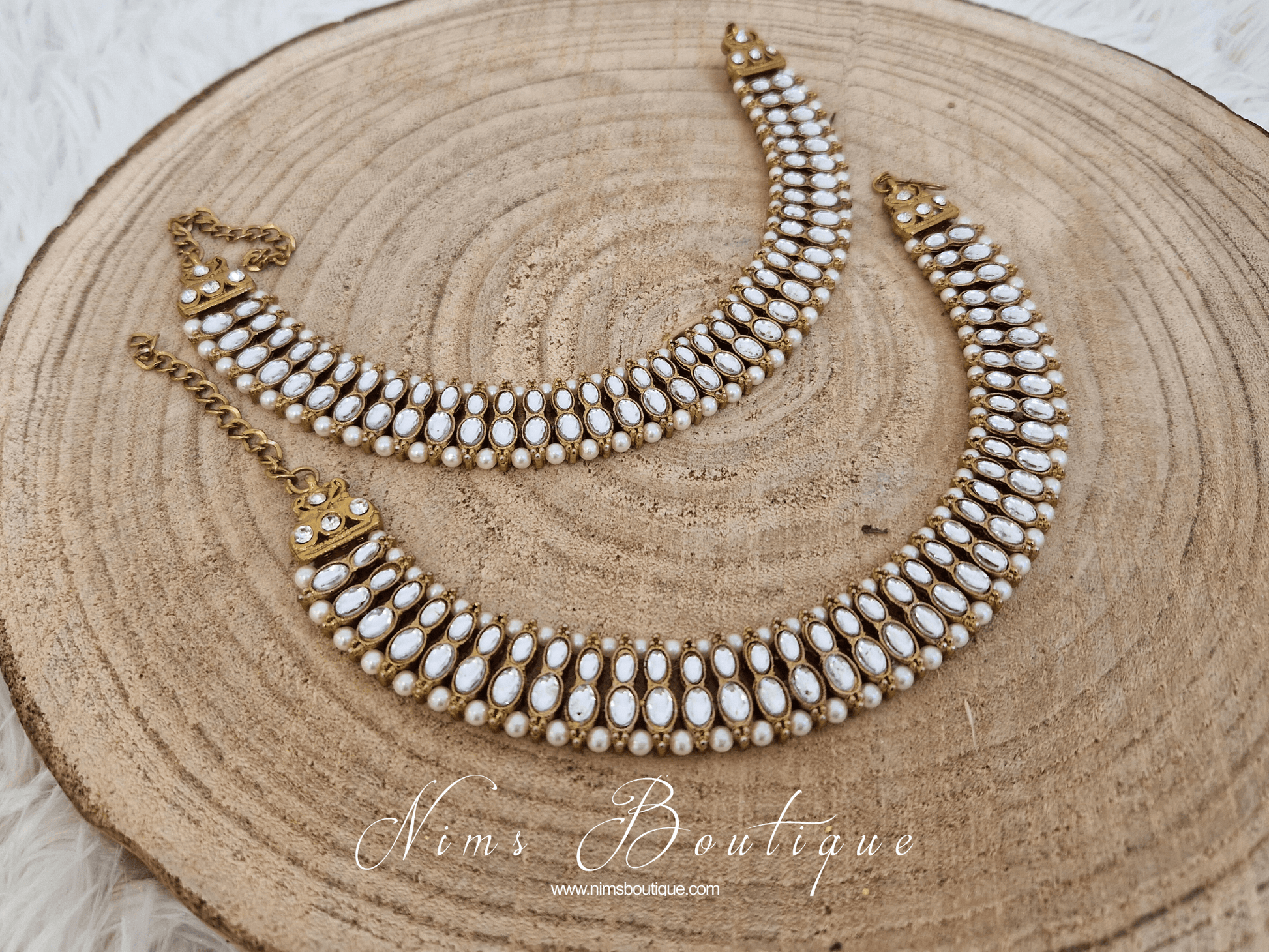Nims Boutique Royal Pearl Stone & Pearl Anklets
