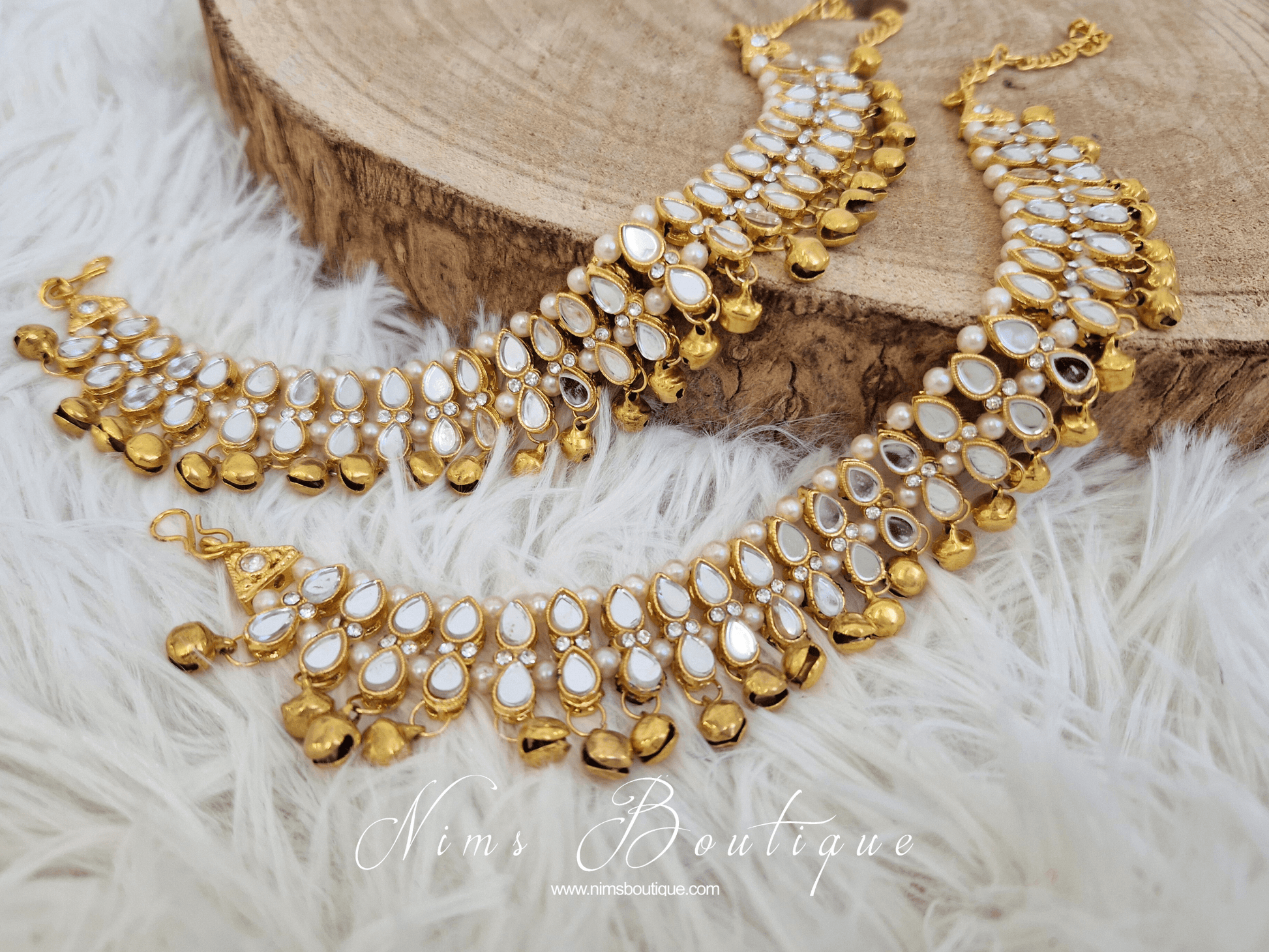 Nims Boutique Gold Ghungroo Anklets with Bells