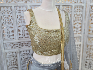 Luxury Gold Sequin Thin Strap Blouse Short (size 4-18)