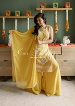 Deep Yellow Embroidered Sharara Suit (Size 10-12)