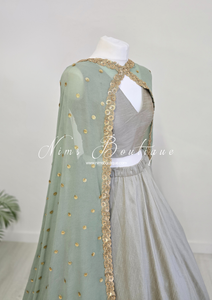 Ria Luxury Sage Green Georgette Dupatta/Chunni