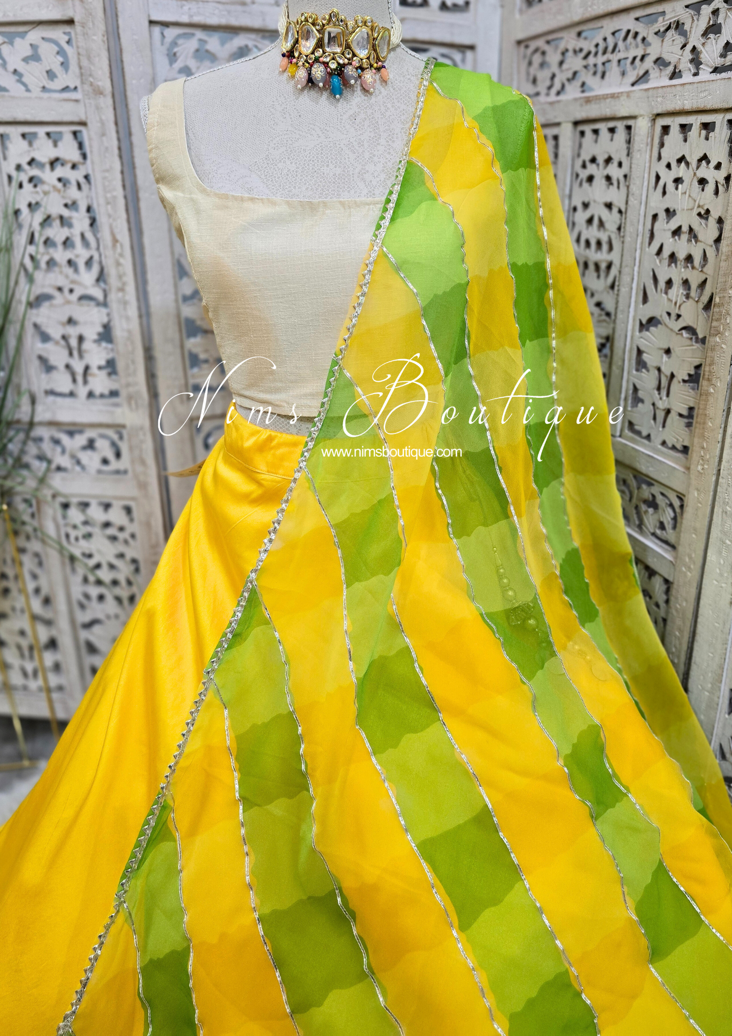 Yellow & Lime Stripe Dupatta/Chunni